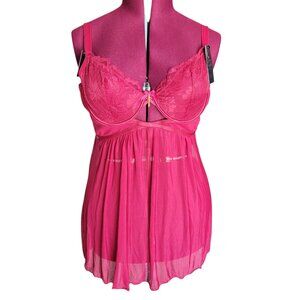 Rachel Roy Red Sheer Babydoll Lingerie (Size 2X)